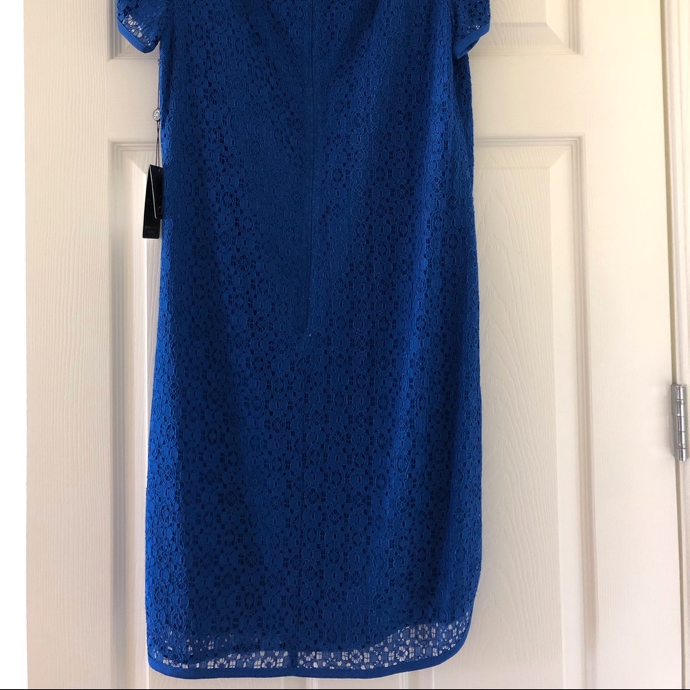 🆕 Adrianna Papell Navy Mini Medallion Lace Dress - Picture 6 of 7
